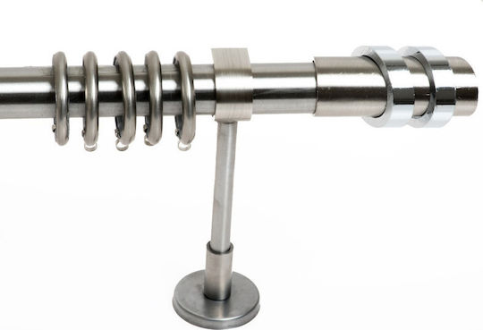 Metallische Vorhangstange 2 Ringe Einzeln Φ25mm 120cm Silber 101429 Metallische Vorhangstange 2 Ringe Einzeln Φ25mm 120cm Silber 101429