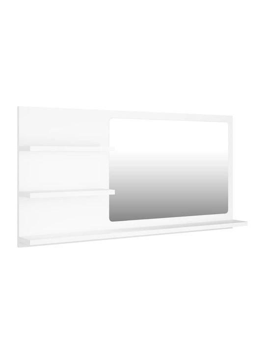 vidaXL Ορθογώνιος Καθρέπτης Μπάνιου από Μοριοσανίδα με Ράφι 90x45cm Λευκός