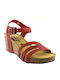 Plakton Anatomic Women's Leather Ankle Strap Platforms Red