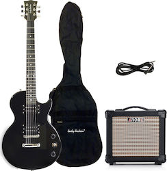 Jacky Jackson LHX7CLS Bundle Set Electric Guitar Single cut with HH Pickup Configuration Black with Case