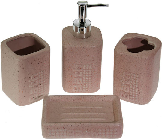 Viosarp Bathroom Accessory Set Ceramic Pink 4 Pieces