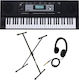Klavier Keyboard M331 Bundle A01KLBU100 with 61 Dynamic Keys with Fitting Bracket and Headphones Black
