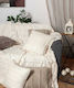Silk Fashion Decorative Pillow Case Stripe Fleece Ivory 65x65cm
