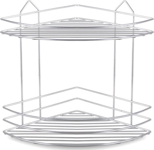 Viosarp Ecke An der Wand montiert Badezimmerregal Metallisch mit 2 Regalböden 30x24x34cm Silber