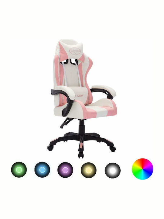 vidaXL 288004 Καρέκλα Gaming Δερματίνης με RGB Φωτισμό Pink/White