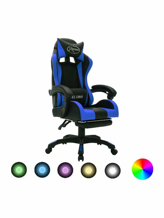 vidaXL 288006 Gaming Chair with RGB Lighting and Footrest Black/Blue