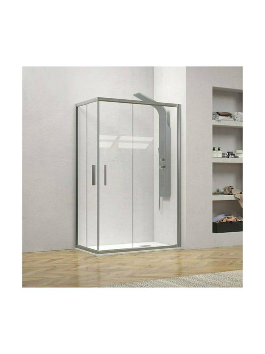 Karag Efe 100 NP-10 Καμπίνα Ντουζιέρας με Συρόμενη Πόρτα 90x120x190cm Clear Glass Argento