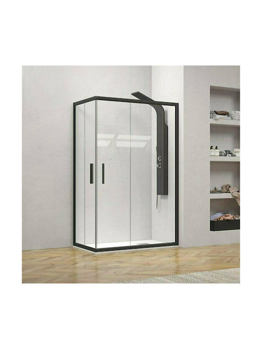Karag Efe 100 NR-10 Cabin for Shower with Sliding Door 90x120x190cm Clear Glass Nero
