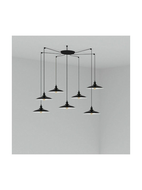 Faro Barcelona Pendant Chandelier for 7 Bulbs E27 Black