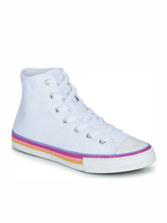 Converse Παιδικά Sneakers High Chuck Taylor All Star Multi Color Midsole Hi για Κορίτσι Λευκά