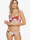 Bikini Set Sports Bra & Slip Bottom Garden Trip with Adjustable Straps Burgundy Floral