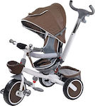 Kider Toys HLF-5588 Kids Tricycle with Storage Basket, Push Handle & Sunshade for 12+ Months Brown