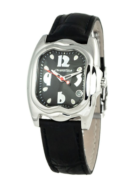 Chronotech Γυναικείο Ρολόι 33mm Μπαταρίας με Μαύρο Δερμάτινο Λουράκι