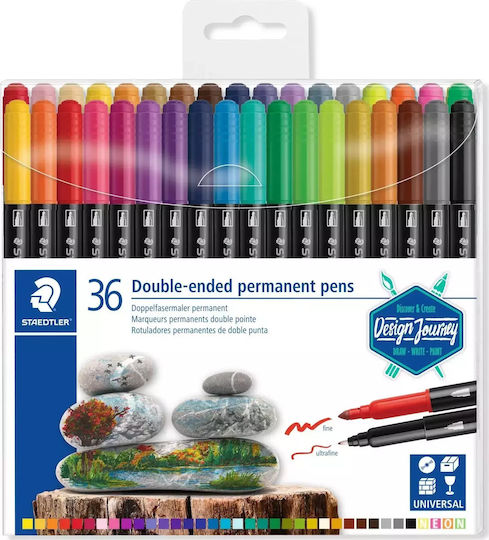 Staedtler Permanent Μαρκαδόροι Ζωγραφικής με Διπλή Μύτη Σετ 36 χρώματα