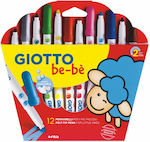 Giotto Bebe Washable Drawing Markers Set 12 Colors
