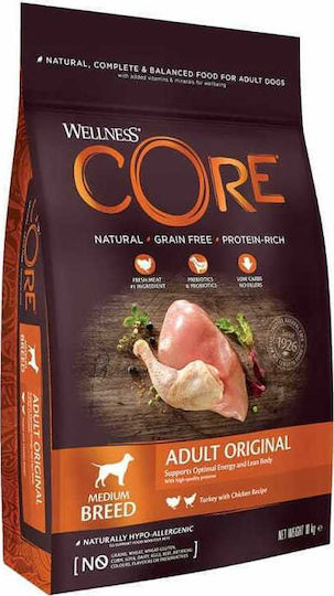 Wellness Core Grain Free Adult Original Γαλοπούλα & Κοτόπουλο 10kg Ξηρά Τροφή χωρίς Σιτηρά για Ενήλικους Σκύλους με Γαλοπούλα και Κοτόπουλο