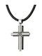 Oxzen Men's Cross from Steel with Cord