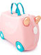 Trunki Ride-on Flamingo Flossi Βαλίτσες Ταξιδιού Σκληρές Ροζ με 4 Ρόδες