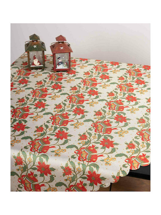 Sette Colori Weihnachts- Geflochtenes Tischtuch Stoff Beige B180xL140cm. 1Stück