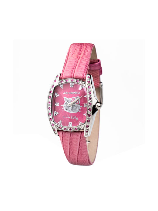 Chronotech Ρολόι με Δερμάτινο Λουράκι σε Ροζ χρώμα