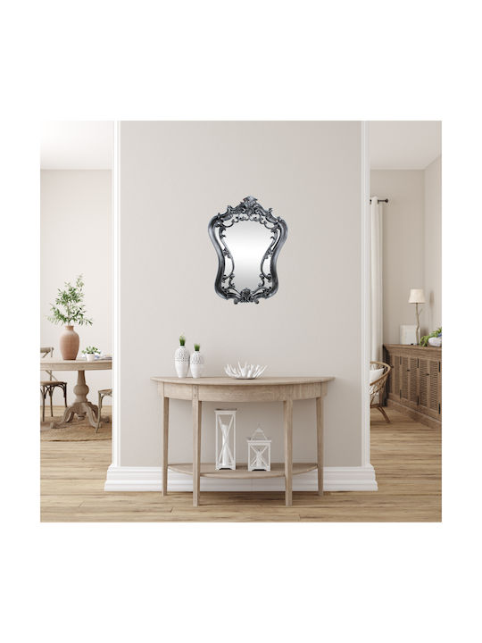 Keskor Oglindă de Perete cu Negru-argintiu Ramă din Plastic 80x59cm 1buc