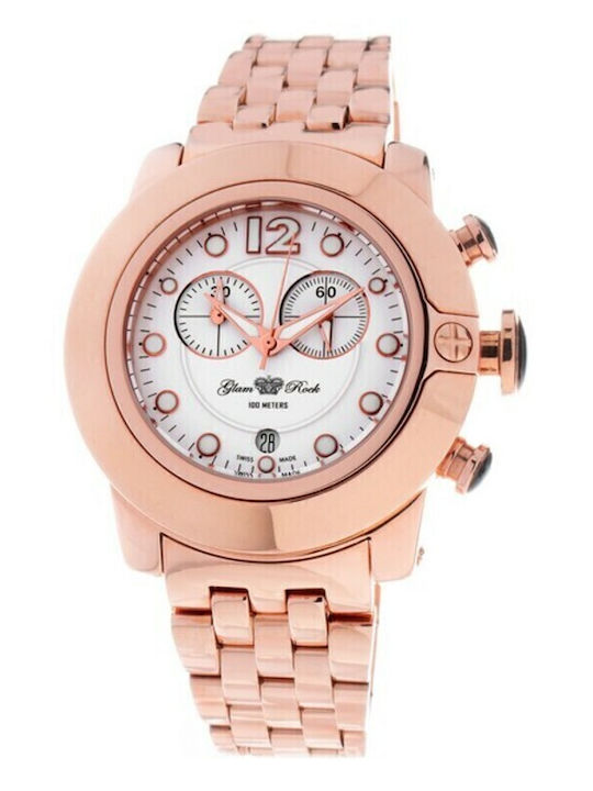 Glam Rock Ceas de Damă cu Rose Gold Brățară Metalică