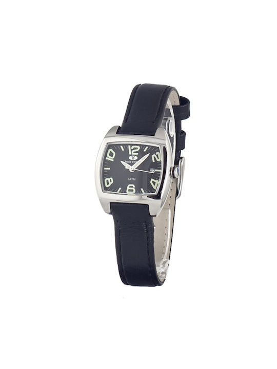 Time Force Watch with Black Leather Strap