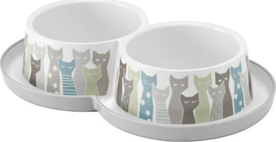 Moderna Trendy Dinner Plastic Bowl Food & Water for Dog & Cat 2x 350ml in White Color