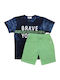 Nek Kids Wear Kids Set with Shorts Summer 2pcs Navy Blue