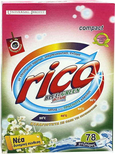 Rico Blue & Green Action Απορρυπαντικό Ρούχων σε Σκόνη 3kg (78 Μεζούρες)