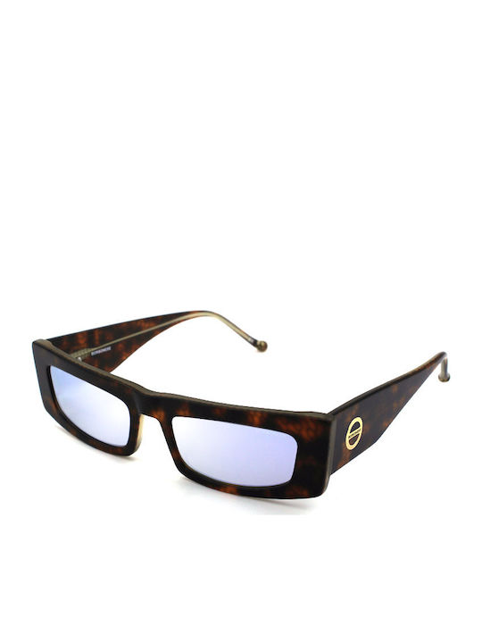 Borbonese Defile Sunglasses with Brown Tartaruga Plastic Frame and Light Blue Lens DEFILE 16