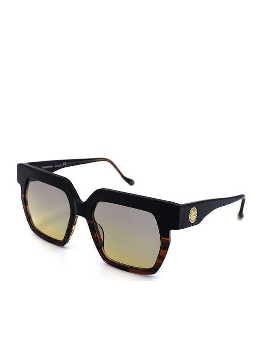 Borbonese Dorothy Sunglasses with Black Tartaruga Plastic Frame and Gold Lens DOROTHY 16