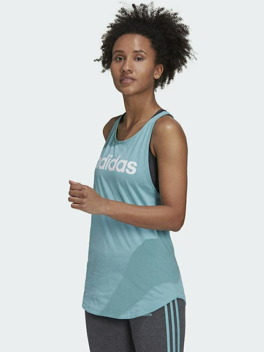 Adidas Loungewear Essentials Women's Athletic Cotton Blouse Sleeveless Turquoise