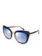 Borbonese Women's Sunglasses with Blue Plastic Frame and Blue Mirror Lens BES902 02