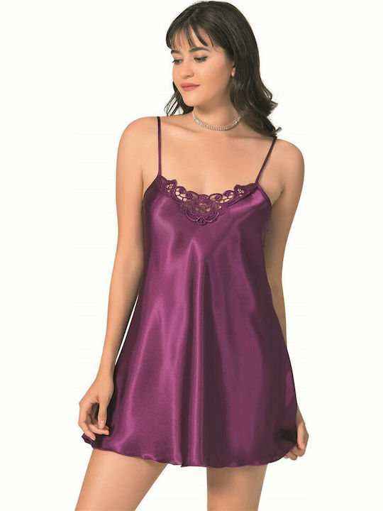 Primoda Satin Women's Nightdress Purple 005