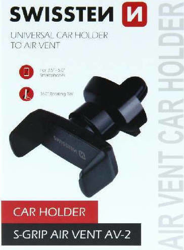 Swissten S-GRIP AV-2 Auto Handyhalterung mit verstellbaren Haken Schwarz 65010402