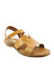 Antrin 98.1165 Leder Damen Flache Sandalen Anatomisch in Beige Farbe