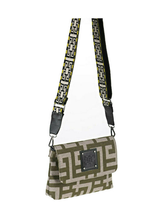 Velos Υφασμάτινη Γυναικεία Τσάντα Χιαστί Khaki Beige