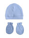 Kids Beanie Set with Gloves Fabric Light Blue for Newborn
