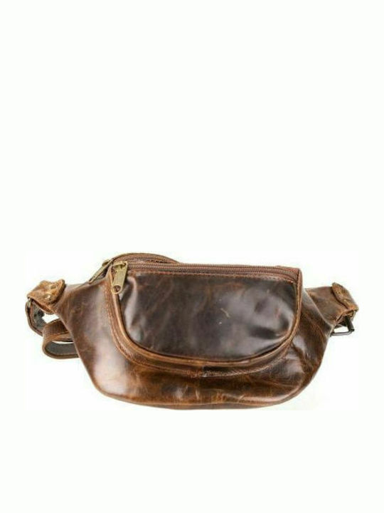 KOUROS-Men's Leather Waist Bag (Banana)-612-KAFE ANTIQUE