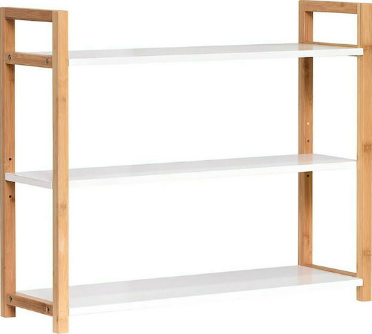 Eurocasa Επιδαπέδια Ραφιέρα Μπάνιου Bamboo με 3 Ράφια 64x20x53cm Καφέ