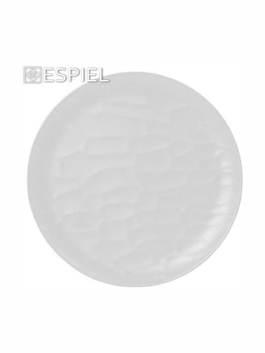 Espiel Wavy Чиния Плитко от Меламин матово бяло с Диаметър 25см