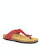 Leather Women's Flat Sandals Anatomic in Red Color