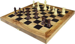 Backgammon/Chess Olive Wood with Pawns 48x48cm