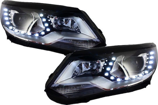 Carner Front Lights Led for Volkswagen Tiguan mk1 Facelift Black 2012-2015 2pcs