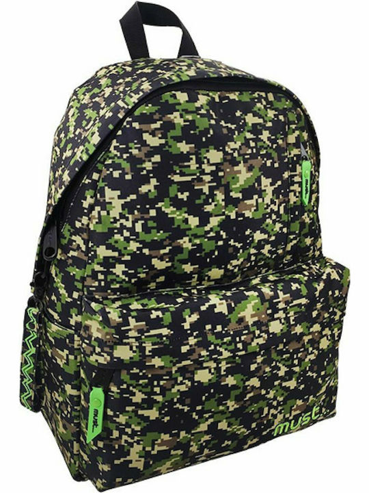 Must Team Monochrome Army Khaki School Bag Backpack Junior High-High School Khaki with Water Bottle Holder 22Liters