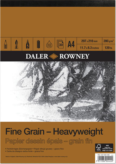 Daler Rowney Sketch Pad Fine Grain Heavyweight A4 200gr 30 Sheets