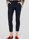 Women's Fabric Capri Trousers Straight Line Navy Blue