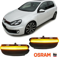 Osram Φλας Led για Volkswagen Golf 6 VI 08-12 / Touran 10-15 Καθρέπτη Dynamic Black 2τμχ