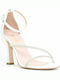 Fardoulis Leather Women's Sandals Λ with Strass & Ankle Strap White with Thin High Heel